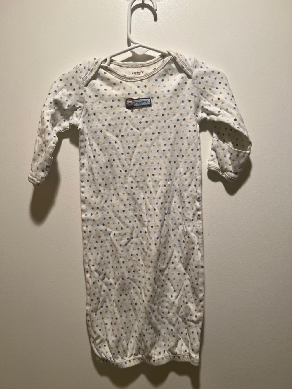 Carter's White Nightgown with Blue and Gray Dot Print